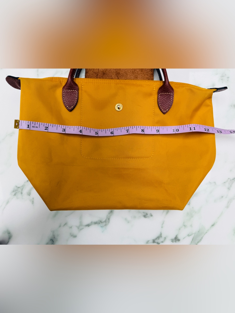 Longchamp Le Pliage Original Small Top Handle Bag - Mustard / Soleil Yellow - Picture 12 of 15